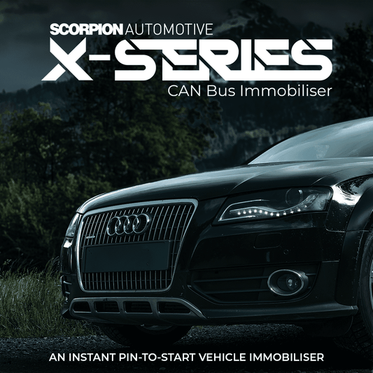 X Series Immobiliser logo above an audi a 6